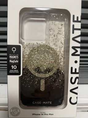 Case-Mate iPhone 14 Pro Max MagSafe Case - Gold Glitter on Black